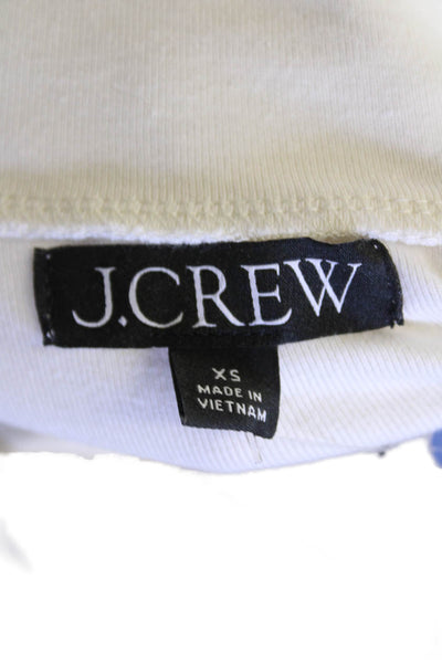 J Crew Womens Long Sleeve Crystal Trim Mock Neck Shirt White Cotton Size XS