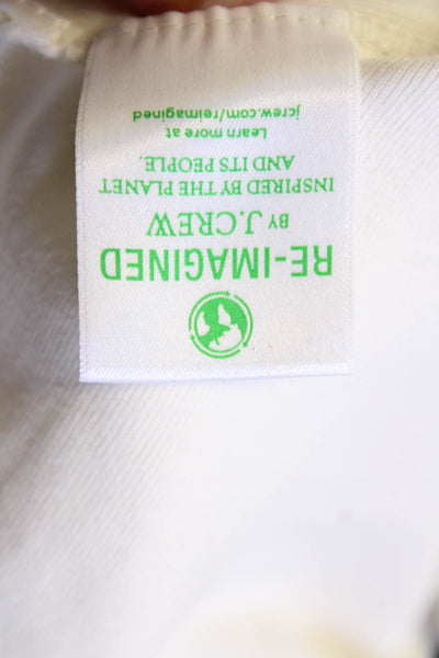 J Crew Womens Long Sleeve Crystal Trim Mock Neck Shirt White Cotton Size XS