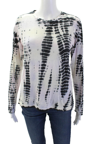 Reformation Jeans Womens Long Sleeve Scoop Neck Tie Dyed Shirt White Multi Small