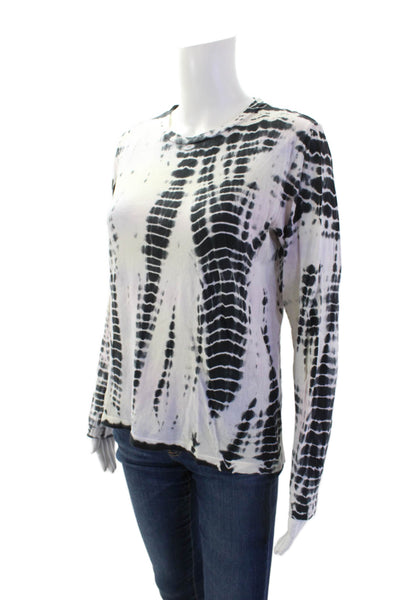 Reformation Jeans Womens Long Sleeve Scoop Neck Tie Dyed Shirt White Multi Small