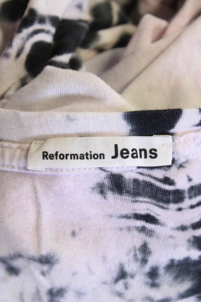 Reformation Jeans Womens Long Sleeve Scoop Neck Tie Dyed Shirt White Multi Small
