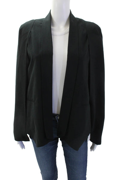 Who What Wear Womens Open Front Collared Capelet Jacket Black Size Small