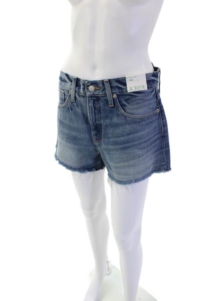 J Crew Womens Zipper Fly Mid Rise Denim Relaxed Shorts Blue Size 26