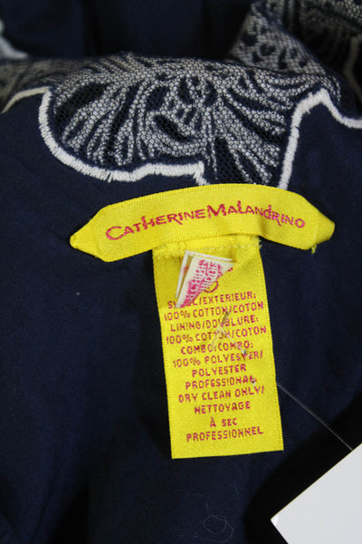 Catherine Malandrino Womens V Neck Sleeveless Sun Dress Navy Blue Cotton Size 0
