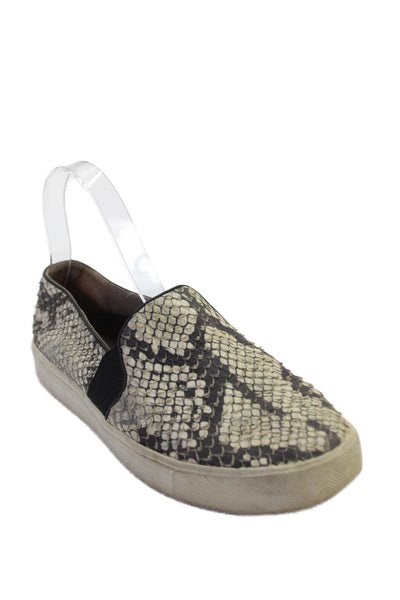 Vince Womens Snakeskin Print Slide On Casual Sneakers White Black Size 8 Medium