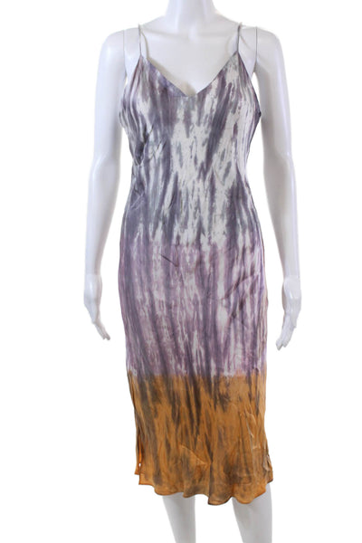 Robertson + Rodeo Womens V-neck Spaghetti Strap Tie Dye Slip Dress White Size M