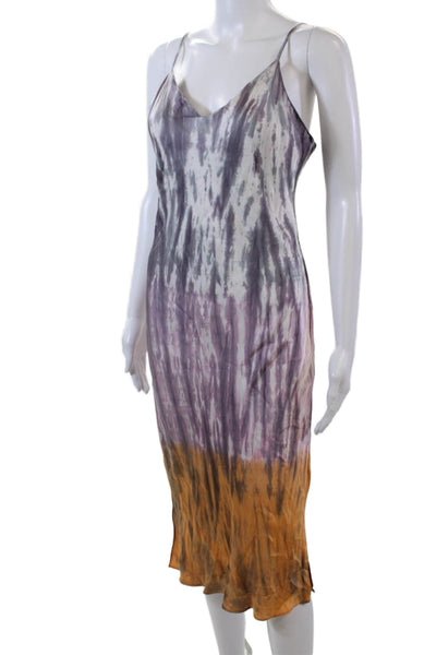 Robertson + Rodeo Womens V-neck Spaghetti Strap Tie Dye Slip Dress White Size M