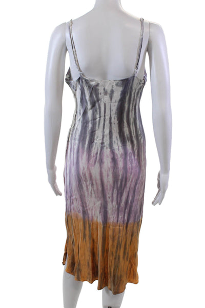 Robertson + Rodeo Womens V-neck Spaghetti Strap Tie Dye Slip Dress White Size M