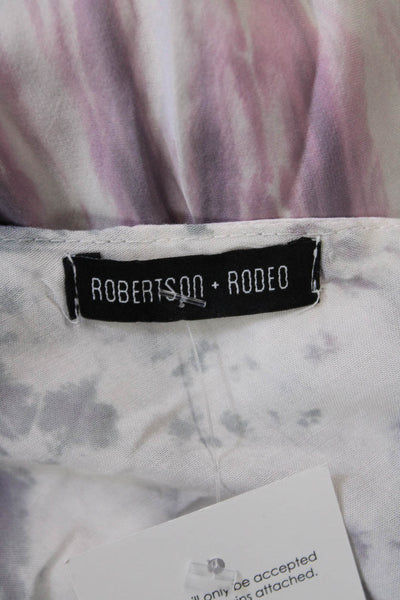 Robertson + Rodeo Womens V-neck Spaghetti Strap Tie Dye Slip Dress White Size M