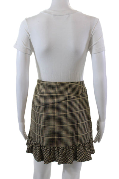 Joie Womens Textured Zip Lined Plaid Printed Tier Skirt Nude Size 00