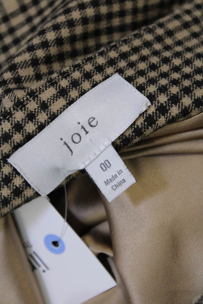 Joie Womens Textured Zip Lined Plaid Printed Tier Skirt Nude Size 00