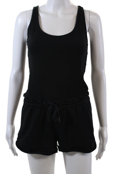 Sundays Womens Sleeveless Round Neck Drawstring Knit Romper Black Size 0