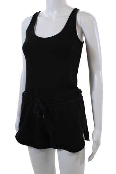 Sundays Womens Sleeveless Round Neck Drawstring Knit Romper Black Size 0