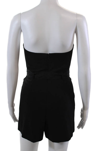 Black Halo Womens Sleeveless Lined Belted Pleated Sleek Romper Black Size S