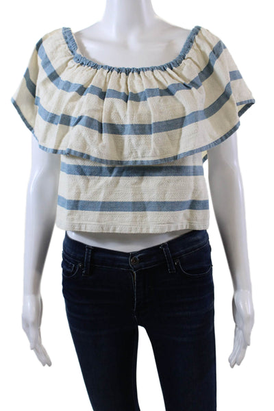Mara Hoffman Womens Cotton Scoop Neck Sleeveless Stripe Top White Size XS