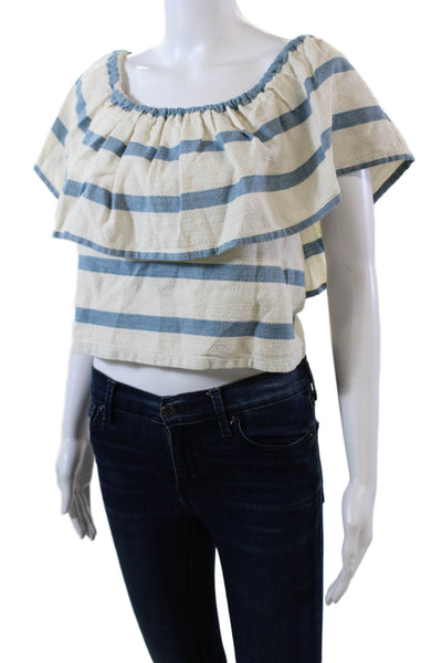 Mara Hoffman Womens Cotton Scoop Neck Sleeveless Stripe Top White Size XS