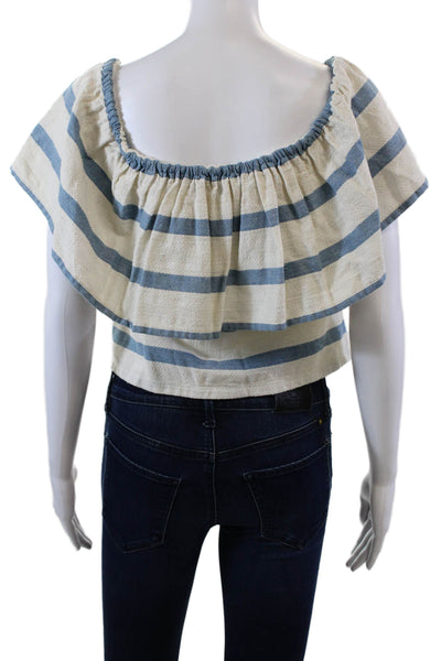 Mara Hoffman Womens Cotton Scoop Neck Sleeveless Stripe Top White Size XS