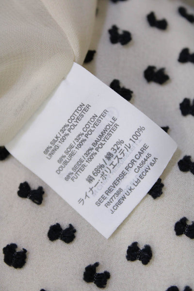 J Crew Womens Textured Short Sleeve Round Neck Polka Dot Blouse White Size 00