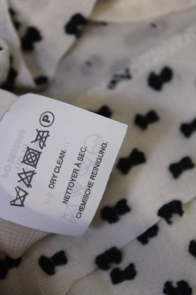 J Crew Womens Textured Short Sleeve Round Neck Polka Dot Blouse White Size 00
