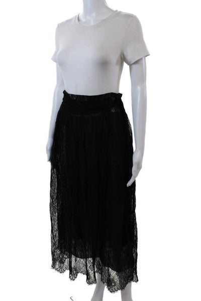 Haute Hippie Womens Textured Zip Lace Lined Long Skirt Black Size 04