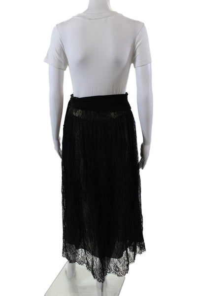 Haute Hippie Womens Textured Zip Lace Lined Long Skirt Black Size 04