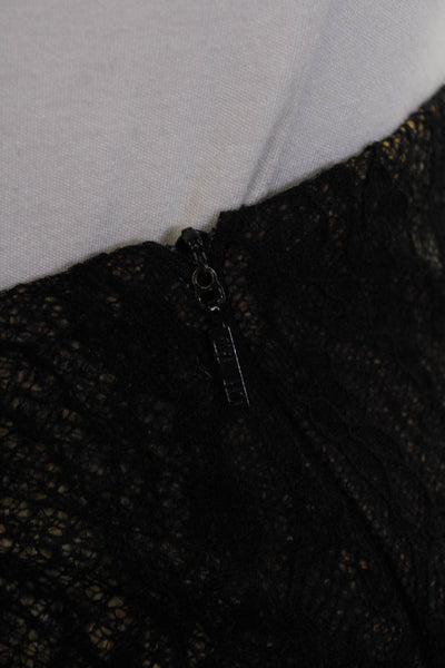 Haute Hippie Womens Textured Zip Lace Lined Long Skirt Black Size 04