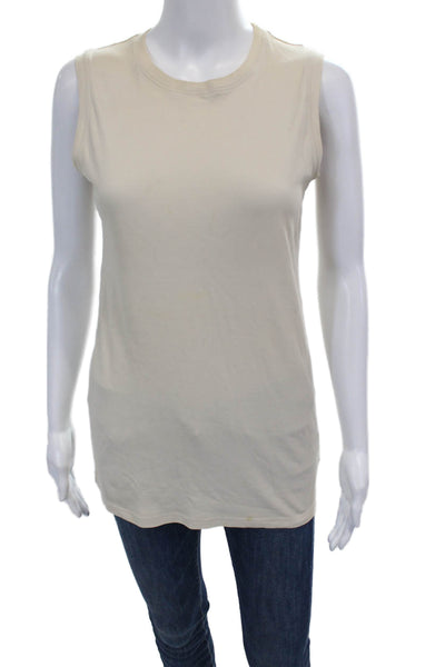 Hermes Womens Cotton Sleeveless Crewneck Tank Top Beige Size 36