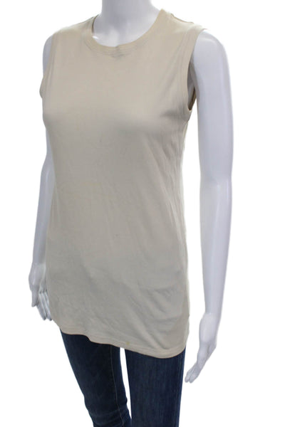 Hermes Womens Cotton Sleeveless Crewneck Tank Top Beige Size 36