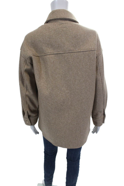 Zara Womens Button Front Long Sleeve Collared Pocket Jacket Brown Size XS