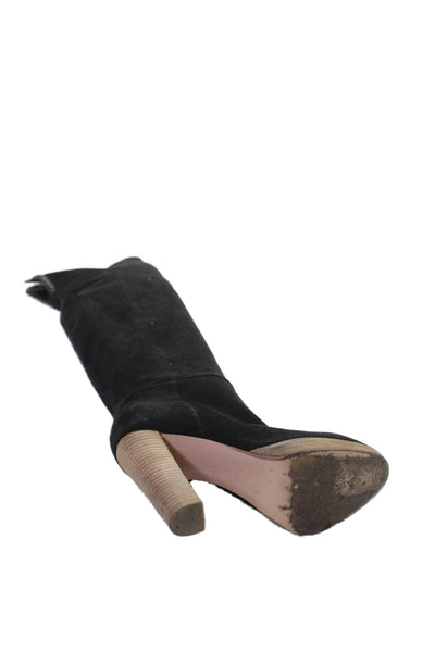 Gianvito Rossi Womens Textured Suede Lined Heel Pullover Boots Black Size EUR 35