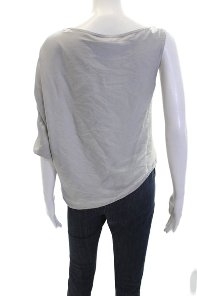 KaufmanFranco Womens Sleeveless Asymmetric Blouse Gray Size XS