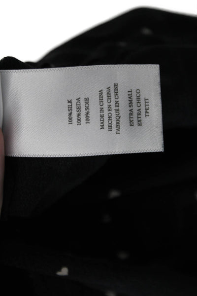 Rails Womens Long Sleeve Button Front V Neck Silk Heart Shirt Black Size XS