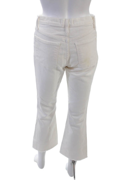 Madewell Womens Cotton Cali Mid Rise Raw Ankle Boot Cut Jeans White Size 25