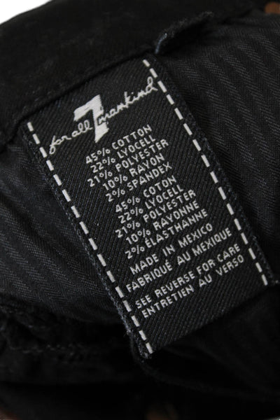 7 For All Mankind Womens High Waist Velvet Trim Ankle Skinny Jeans Black Size 27