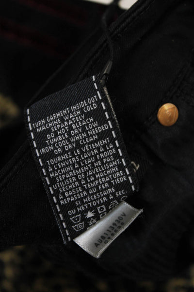 7 For All Mankind Womens High Waist Velvet Trim Ankle Skinny Jeans Black Size 27