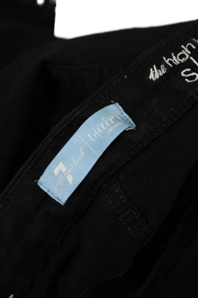 7 For All Mankind Womens High Waist Velvet Trim Ankle Skinny Jeans Black Size 27