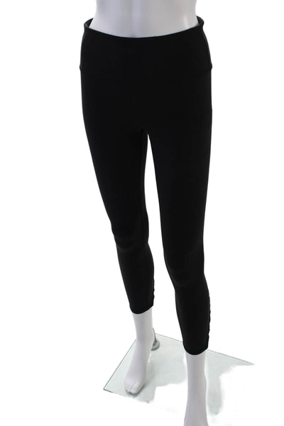 Athleta Womens Stretch Lace Up Mid-Rise Cropped Activewear Leggings Black Size S