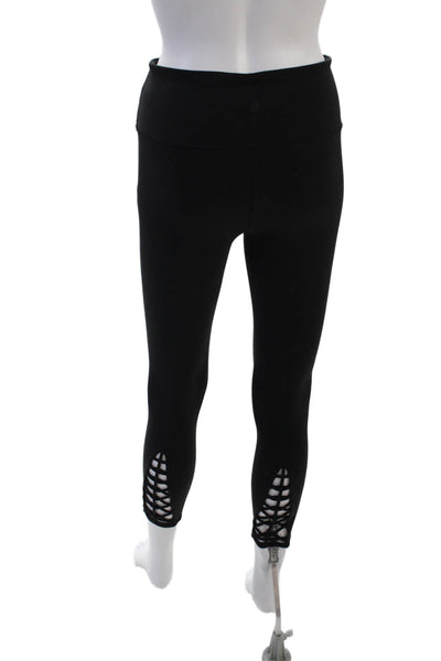 Athleta Womens Stretch Lace Up Mid-Rise Cropped Activewear Leggings Black Size S