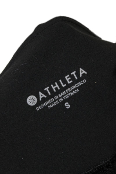 Athleta Womens Stretch Lace Up Mid-Rise Cropped Activewear Leggings Black Size S