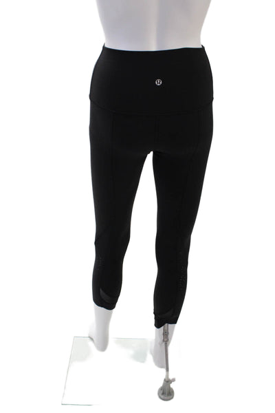 Lululemon Womens Stretch Low-Rise Cropped Activewear Leggings Black Size 4