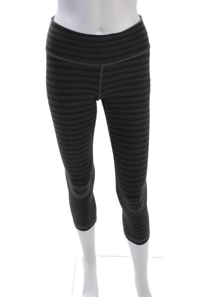 Lululemon Womens Striped Low-Rise Cropped Activewear Leggings Gray Size 4