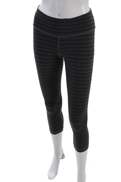 Lululemon Womens Striped Low-Rise Cropped Activewear Leggings Gray Size 4