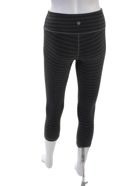 Lululemon Womens Striped Low-Rise Cropped Activewear Leggings Gray Size 4