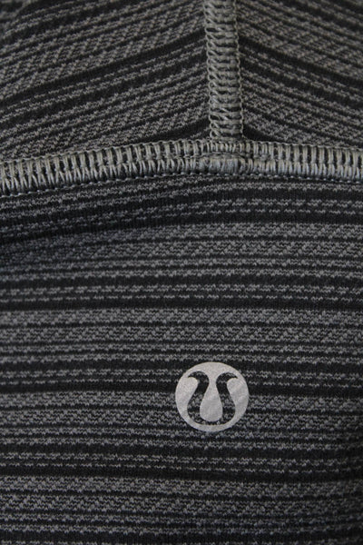 Lululemon Womens Striped Low-Rise Cropped Activewear Leggings Gray Size 4