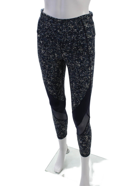 Athleta Womens Abstract Print Mid-Rise Activewear Ankle Leggings Navy Size S