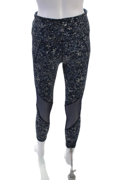 Athleta Womens Abstract Print Mid-Rise Activewear Ankle Leggings Navy Size S