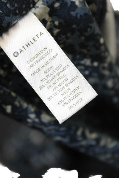 Athleta Womens Abstract Print Mid-Rise Activewear Ankle Leggings Navy Size S