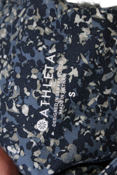 Athleta Womens Abstract Print Mid-Rise Activewear Ankle Leggings Navy Size S