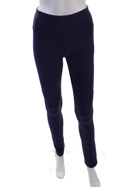 Lululemon Womens Stretch Pleated Low-Rise Activewear Leggings Purple Size 4