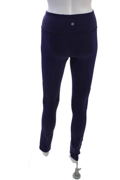 Lululemon Womens Stretch Pleated Low-Rise Activewear Leggings Purple Size 4